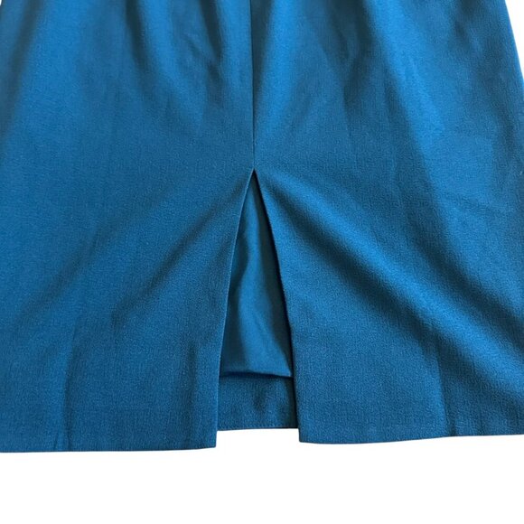 Dress The Population Lyla Crepe Cocktail Dress Peacock Blue Sheath Size 12 - Picture 9 of 13